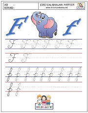 f harfi çizgi çalışması